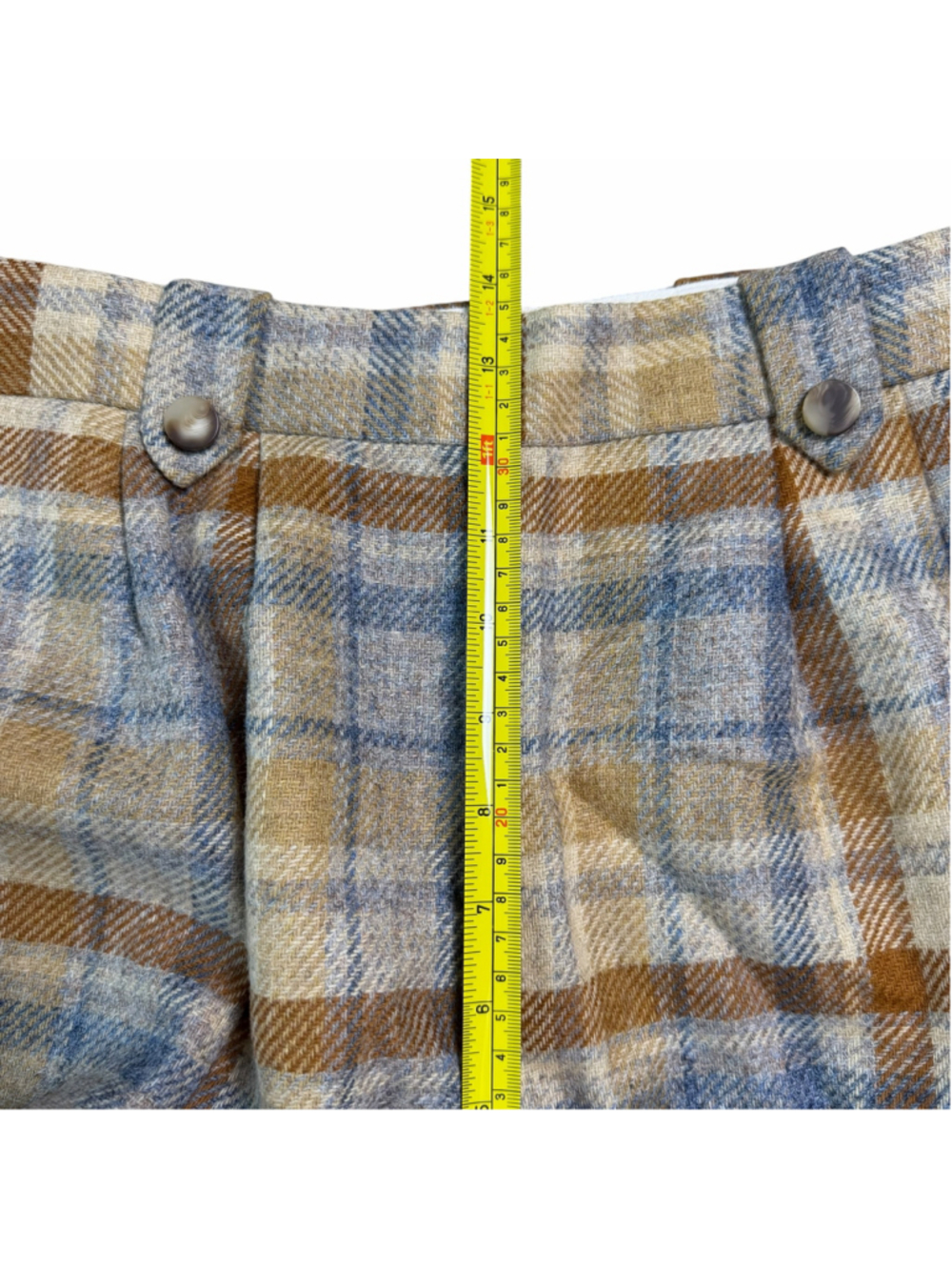 NWT Sezane Loulou Trouser in Tan Blue Plaid Check Wool Wide Leg Pants 36/6 - Picture 10 of 12